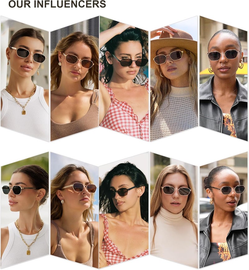 Sojos Trendy Polarized Hexagon Sunglasses for Women Men, UV400 Retro Rectangle Shades SJ1238 - Image 3